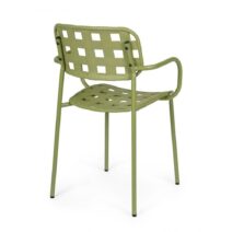 Set di 4 sedie CLOVER in polipropilene verde e struttura acciaio, con braccioli