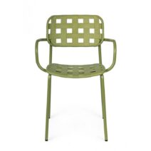 Set di 4 sedie CLOVER in polipropilene verde e struttura acciaio, con braccioli
