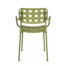 Set di 4 sedie CLOVER in polipropilene verde e struttura acciaio, con braccioli
