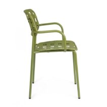 Set di 4 sedie CLOVER in polipropilene verde e struttura acciaio, con braccioli
