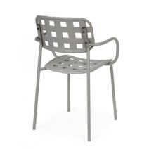 Set di 4 sedie CLOVER in polipropilene grigio e struttura acciaio, con braccioli