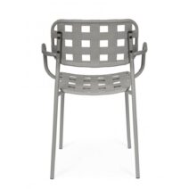 Set di 4 sedie CLOVER in polipropilene grigio e struttura acciaio, con braccioli