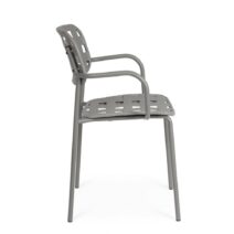 Set di 4 sedie CLOVER in polipropilene grigio e struttura acciaio, con braccioli