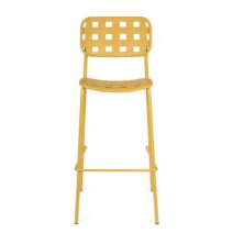 Set di 4 sgabelli CLOVER in polipropilene giallo e struttura acciaio, impilabili