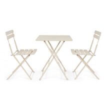 Tavolo YASMIN quadrato in acciaio beige 60 x 60 cm, pieghevole