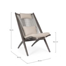 Set di poltrone ALOHA in alluminio marrone e intreccio di corda marrone, con cuscini