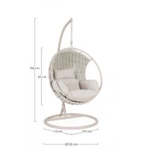 Poltrona sospesa GALAPAGOS in acciaio beige e intrecco in corda beige Ø 105 cm
