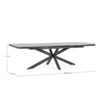 Tavolo allungabile PASCAL in pietra naturale e struttura in alluminio antracite 200x100 cm - 260x100 cm