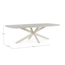 Tavolo fisso ISACCO in pietra naturale e struttura in alluminio beige 240x110 cm
