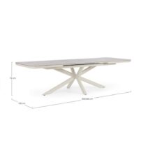 Tavolo allungabile PASCAL in pietra naturale e struttura in alluminio beige 200x100 cm - 260x100 cm