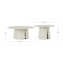 Set di 2 tavolini BRYAN in alluminio bianco panna