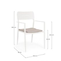 Set di 4 sedie NEBULA in alluminio bianco con cuscino tortora impermeabile