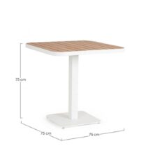Tavolo BELMAR effetto legno e struttura alluminio bianco 75x75 cm