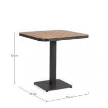 Tavolo BELMAR effetto legno e struttura alluminio antracite 75x75 cm