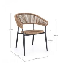 Set di 4 sedie ALGAIDA in alluminio antracite e fibre intrecciate marroni, impilabili