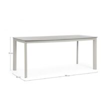 Tavolo fisso ALCORA in pietra naturale e struttura in alluminio beige 180x90 cm