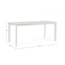 Tavolo fisso ALCORA in pietra naturale e struttura in alluminio bianca 180x90 cm