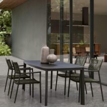 Tavolo fisso ALCORA in pietra naturale e struttura in alluminio antracite 180x90 cm
