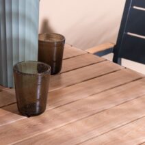 Tavolo BELMAR effetto legno e struttura alluminio antracite 75x75 cm