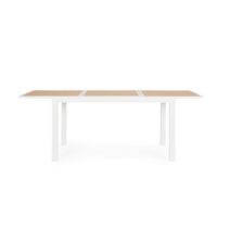 Tavolo allungabile HILIJA effetto legno e struttura in alluminio bianco 140x77 cm - 210x77 cm