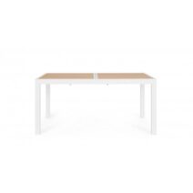 Tavolo allungabile HILIJA effetto legno e struttura in alluminio bianco 160x90 cm - 240x90 cm