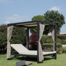 Daybed DREAM con struttura in alluminio antracite e lettini reclinabili beige
