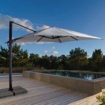 Ombrellone a braccio INES in alluminio antracite e telo grigio chiaro 3x4