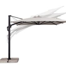 Ombrellone a sospensione ARIES con palo in alluminio e telo naturale 3x4