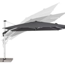 Ombrellone a sospensione ARIES con palo in alluminio anodizzato e telo grigio scuro 4x4