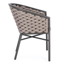 Set di 4 poltroncine MARGALIDA in alluminio antracite con intreccio in corda beige, con braccioli