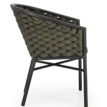 Set di 4 poltroncine MARGALIDA in alluminio antracite con intreccio in corda verde, con braccioli