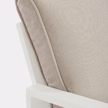 Set salotto HILDE con 1 divano, 2 poltroncine e 1 tavolino in alluminio bianco, con cuscini