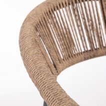 Set salotto JANDIA con 1 divano, 2 poltrone e 1 tavolino in alluminio antracite e fibra intrecciata naturale