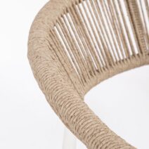 Set salotto JANDIA con 1 divano, 2 poltrone e 1 tavolino in alluminio bianco e fibra intrecciata naturale
