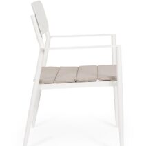Set di 4 sedie NEBULA in alluminio bianco con cuscino tortora impermeabile