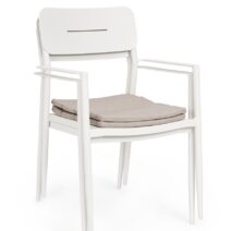 Set di 4 sedie NEBULA in alluminio bianco con cuscino tortora impermeabile
