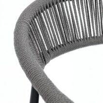 Set di 4 sedie JANDIA in alluminio antracite e fibre intrecciate grigie, impilabili