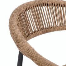 Set di 4 sedie JANDIA in alluminio antracite e fibre intrecciate marroni, impilabili