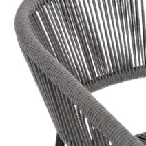 Set di 4 sedie ALGAIDA in alluminio antracite e fibre intrecciate grigie, impilabili