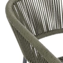 Set di 4 sedie ALGAIDA in alluminio antracite e fibre intrecciate verdi, impilabili
