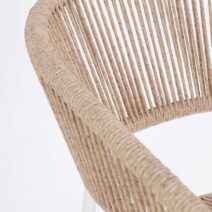 Set di 4 sedie ALGAIDA in alluminio bianco e fibre intrecciate beige, impilabili
