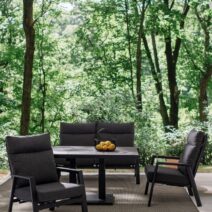 Tavolo TRUMAN in ceramica e struttura antracite con altezza regolabile 140x85x49 cm - 140x85x72 cm