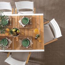 Tavolo allungabile BELMAR effetto legno e struttura in alluminio bianca 160x100 cm - 240x100 cm