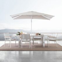 Tavolo allungabile BELMAR effetto legno e struttura in alluminio bianca 160x100 cm - 240x100 cm