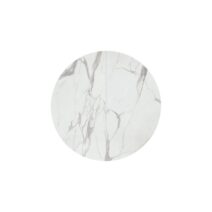 Tavolo rotondo PANTELLERIA in legno, finitura bianco statuario e gambe in metallo nero, allungabile Ø120xH75,3 cm - 170x120x75,3 cm