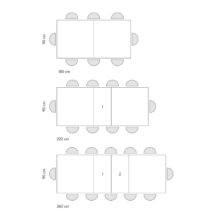Tavolo CARRARA in legno, finitura rovere rustico e base in metallo verniciato antracite, allungabile 180×90 cm – 260×90 cm