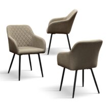 Set di sedie LISBONA in tessuto beige e gambe in metallo nero, con braccioli