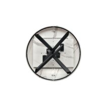 Tavolo rotondo PANTELLERIA in legno, finitura bianco statuario e gambe in metallo nero, allungabile Ø120xH75,3 cm - 170x120x75,3 cm