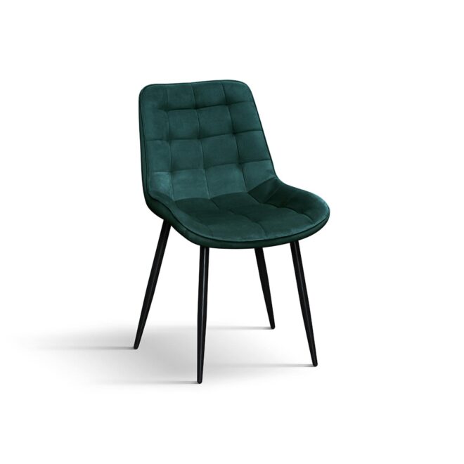 Set di 4 sedie BARCELLONA rivestite in velluto verde scuro e gambe in metallo nero