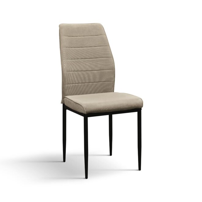 Set di 4 sedie LUBIANA in tessuto beige e gambe in metallo nero opaco
